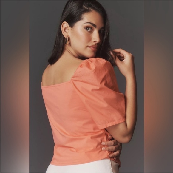 NWT By Anthropologie Puff-Sleeve Wrap Top Pink Rose - Picture 3 of 7